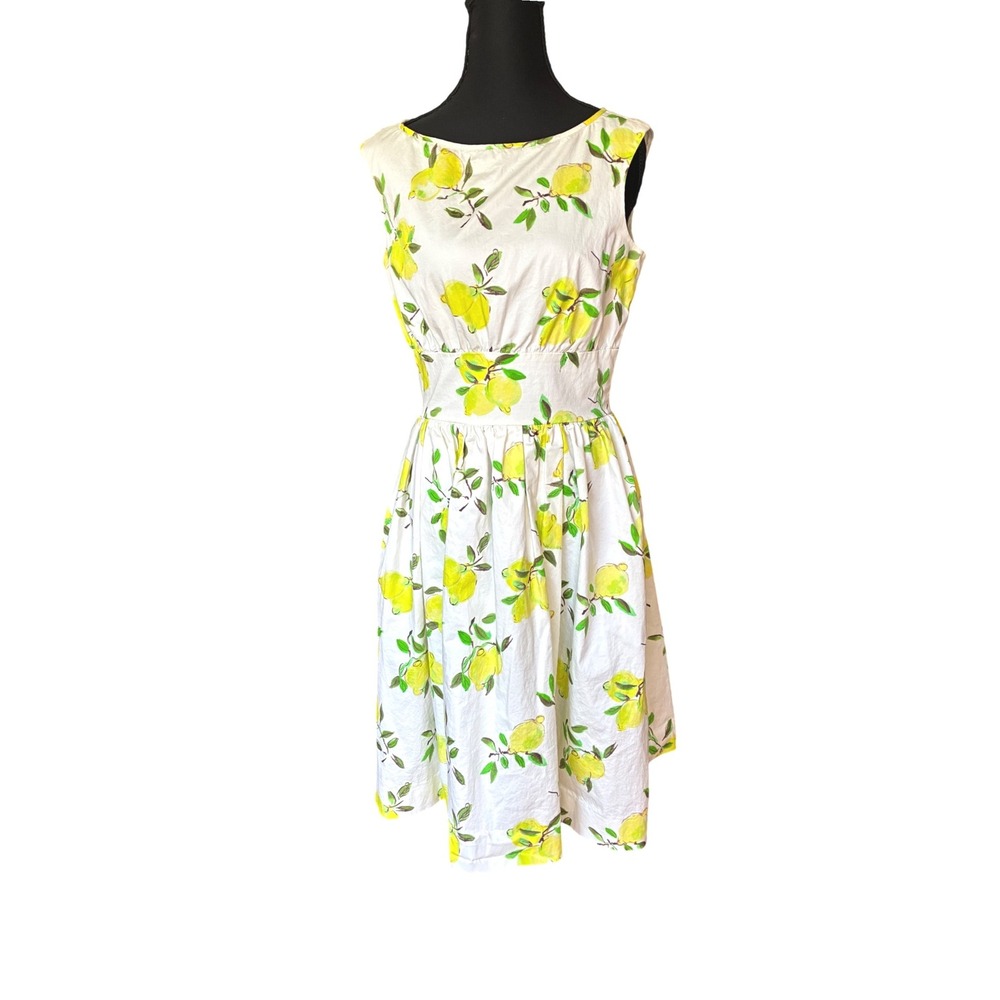 Kate Spade New York Lyric Lemon Fit Flare Dress Cotton 8 Retro Amalfi Coast